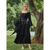 image:imageScarlet Darkness Renaissance Costume Women Medieval Bell Sleeve Maxi DressBlack
