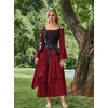 image:imageScarlet Darkness Renaissance Costume Women Medieval Bell Sleeve Maxi DressWine