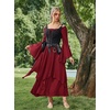 image:imageScarlet Darkness Renaissance Costume Women Medieval Bell Sleeve Maxi DressWine
