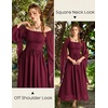 image:imageScarlet Darkness Renaissance Costume Women Off the Shoulder Fairy DressWine Red