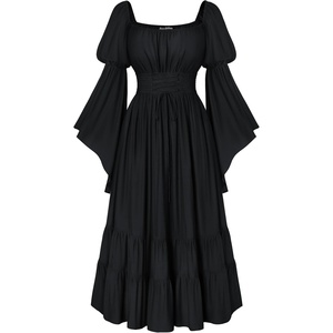 image:imageScarlet Darkness Renaissance Costume Women Bell Sleeve Medieval Dress MaxiBlack