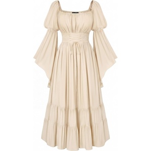 image:imageScarlet Darkness Renaissance Costume Women Bell Sleeve Medieval Dress MaxiCream