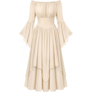 image:imageScarlet Darkness Renaissance Costume Women Medieval Bell Sleeve Maxi DressApricot