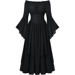 image:imageScarlet Darkness Renaissance Costume Women Medieval Bell Sleeve Maxi DressBlack