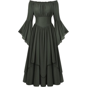 image:imageScarlet Darkness Renaissance Costume Women Medieval Bell Sleeve Maxi DressOlive Green