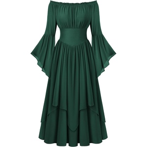 image:imageScarlet Darkness Renaissance Costume Women Medieval Bell Sleeve Maxi DressVerdant Green