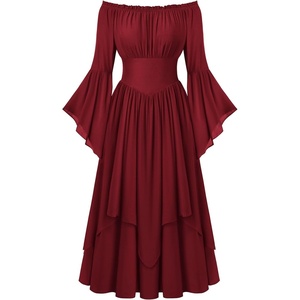 image:imageScarlet Darkness Renaissance Costume Women Medieval Bell Sleeve Maxi DressWine