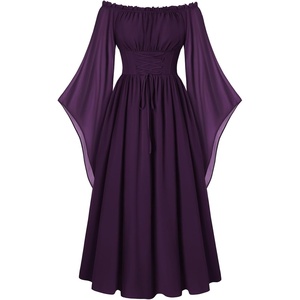 image:imageScarlet Darkness Renaissance Costume Women Off the Shoulder Fairy DressCrown Jewel Purple