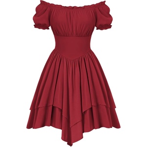 image:imageScarlet Darkness Renaissance Pirate Costume Women Off Shoulder Mini DressDark Red