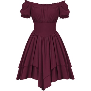 image:imageScarlet Darkness Renaissance Pirate Costume Women Off Shoulder Mini DressWine