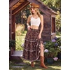 image:imageScarlet Darkness Maxi Skirts for Women Boho Floral High Waist Long SkirtBrown Floral