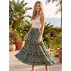 image:imageScarlet Darkness Maxi Skirts for Women Boho Floral High Waist Long SkirtOlive Green Floral