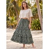 image:imageScarlet Darkness Maxi Skirts for Women Boho Floral High Waist Long SkirtOlive Green Floral