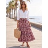 image:imageScarlet Darkness Maxi Skirts for Women Boho Floral High Waist Long SkirtWine Red Floral