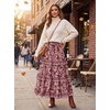 image:imageScarlet Darkness Maxi Skirts for Women Boho Floral High Waist Long SkirtWine Red Floral