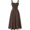 image:imageScarlet Darkness Women 2026 Corset Dress Milkmaid Slit Midi SundressBrown