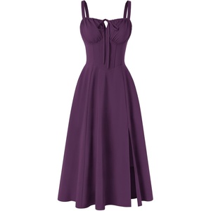 image:imageScarlet Darkness Women 2026 Corset Dress Milkmaid Slit Midi SundressPurple