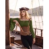 image:imageScarlet Darkness Bell Sleeve Tops for Women Renaissance Peasant BlouseArmy Green