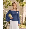 image:imageScarlet Darkness Bell Sleeve Tops for Women Renaissance Peasant BlouseNavy