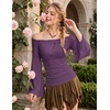 image:imageScarlet Darkness Bell Sleeve Tops for Women Renaissance Peasant BlousePurple