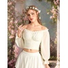 image:imageScarlet Darkness Off The Shoulder Tops for Women Crop Long Sleeve BlousesOyster White