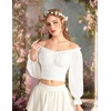 image:imageScarlet Darkness Off The Shoulder Tops for Women Crop Long Sleeve BlousesWhite