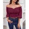 image:imageScarlet Darkness Off The Shoulder Tops for Women Crop Long Sleeve BlousesWine