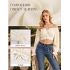 image:imageScarlet Darkness Women Off the Shoulder Crop Tops Long Sleeve Shirt BlouseApricot