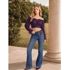 image:imageScarlet Darkness Women Off the Shoulder Crop Tops Long Sleeve Shirt BlouseDeep Purple