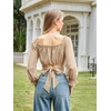image:imageScarlet Darkness Women Off the Shoulder Crop Tops Long Sleeve Shirt BlouseKhaki