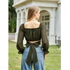 image:imageScarlet Darkness Women Off the Shoulder Crop Tops Long Sleeve Shirt BlouseOlive Green