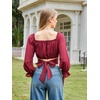 image:imageScarlet Darkness Women Off the Shoulder Crop Tops Long Sleeve Shirt BlouseRed