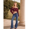 image:imageScarlet Darkness Women Off the Shoulder Crop Tops Long Sleeve Shirt BlouseRed