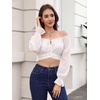 image:imageScarlet Darkness Women Off the Shoulder Crop Tops Long Sleeve Shirt BlouseWhite