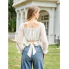 image:imageScarlet Darkness Women Off the Shoulder Crop Tops Long Sleeve Shirt BlouseWhite