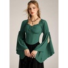 image:imageScarlet Darkness Women Renaissance Corset Bell Sleeve Off Shoulder TopsEden Green