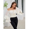 image:imageScarlet Darkness Women Renaissance Shirt Off Shoulder Bell Sleeve TopsApricot