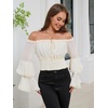image:imageScarlet Darkness Women Renaissance Shirt Off Shoulder Bell Sleeve TopsApricot
