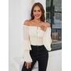image:imageScarlet Darkness Women Renaissance Shirt Off Shoulder Bell Sleeve TopsApricot