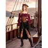image:imageScarlet Darkness Women Renaissance Shirt Off Shoulder Bell Sleeve TopsWine
