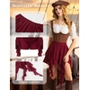 image:imageScarlet Darkness Womens Mini Skirts Renaissance Boho Tiered Layers SkortDark Red
