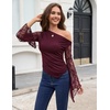 image:imageScarlet Darkness Womens Off The Shoulder Tops Lace Y2K Fall Going Out TopsDark Wine