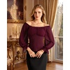 image:imageScarlet Darkness Womens Peasant Blouse Off Shoulder Fall TopsDark Wine