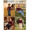 image:imageScarlet Darkness Womens Peasant Blouse Off Shoulder Fall TopsDark Wine