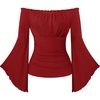 image:imageScarlet Darkness Bell Sleeve Tops for Women Renaissance Peasant BlouseDark Red