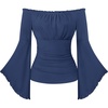 image:imageScarlet Darkness Bell Sleeve Tops for Women Renaissance Peasant BlouseNavy