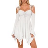 image:imageScarlet Darkness Tie Shoulder Flare Sleeve Renaissance Witch Fairy DressWhite