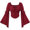 image:imageScarlet Darkness Women Renaissance Corset Bell Sleeve Off Shoulder TopsWine