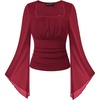 image:imageScarlet Darkness Womens Mesh Top 2026 Long Sleeve Renaissance BlousesWine