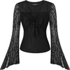 image:imageScarlet Darkness Womens Y2K Lace Tops Cute Boho Mesh Bell Sleeve Goth ShirtBlack
